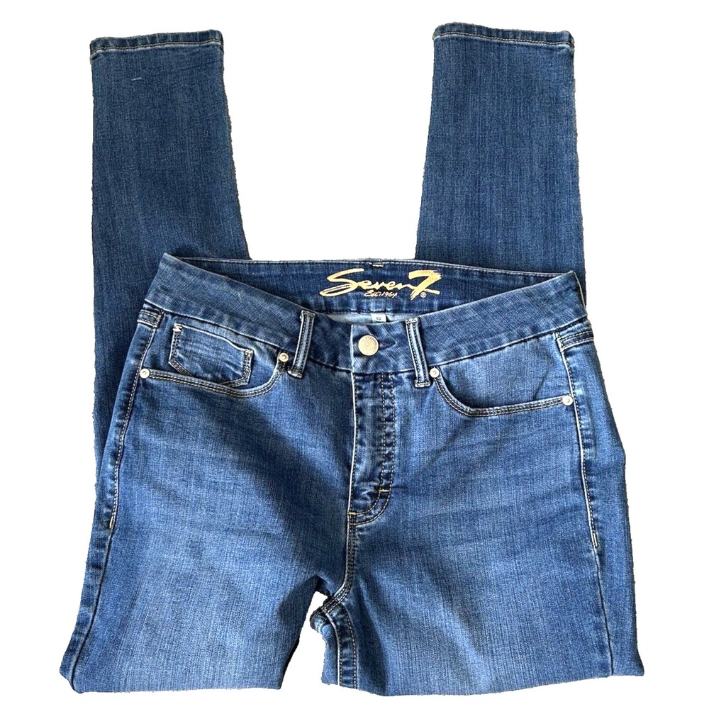 Seven7 Tummyless High Rise Skinny Jeans Womens Size 10 Blue Denim Medium Wash